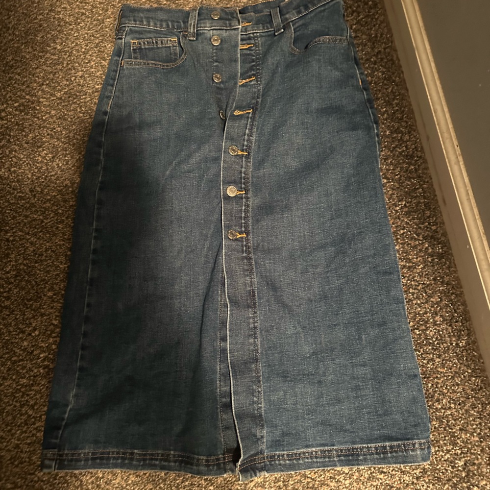 Banana Republic Factory Blue Denim Midi Skirt
